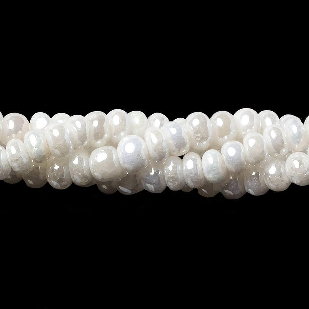 4-4.5mm Metallic Pearl White Quartz plain rondelles 15 inch 115 beads - The Bead Traders