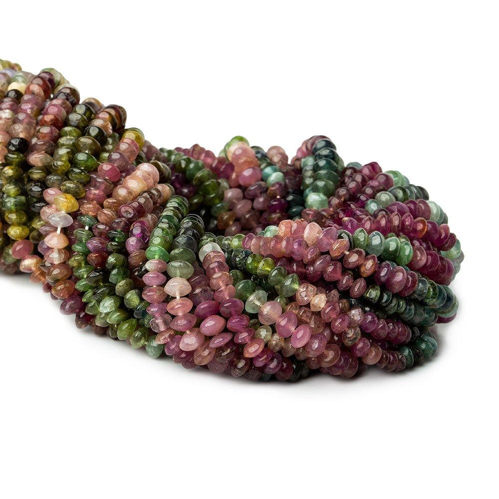 4-4.5mm Multi Color Tourmaline Plain Rondelles 14 inch 135 beads - The Bead Traders