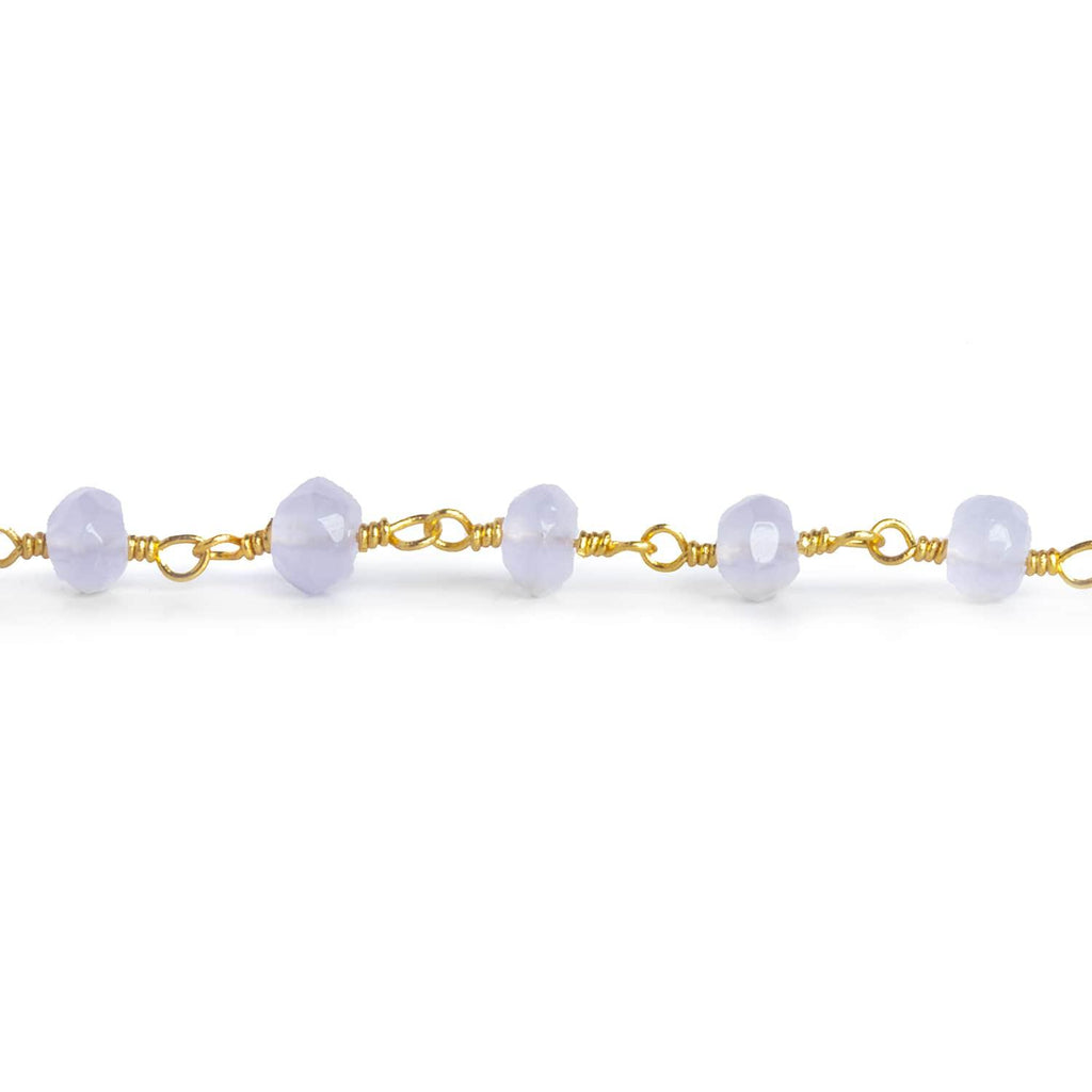 4-4.5mm Purple Chalcedony Rondelle Gold Chain 37 pieces - The Bead Traders