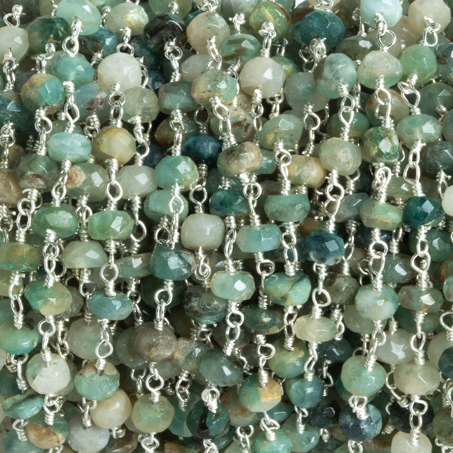 4-4.5mm Sapphire Rondelle Silver Chain 37 pieces - The Bead Traders