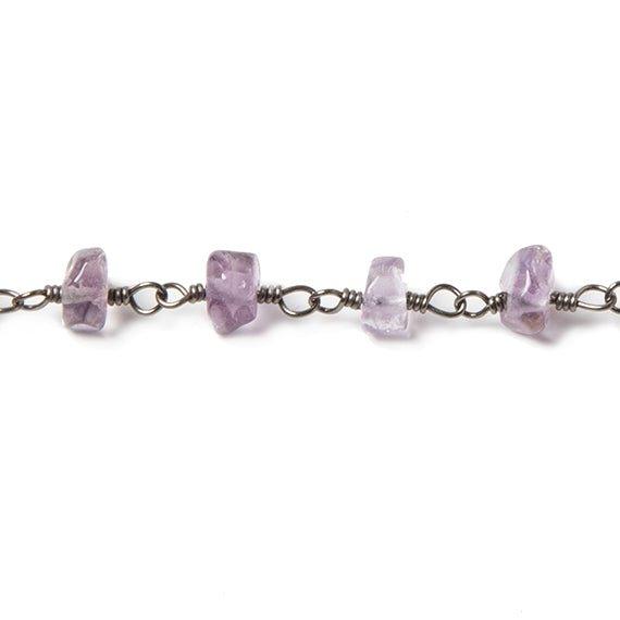 4-4.5mm Shaded Amethyst plain rondelle Black Gold Chain by the foot 38 pcs - The Bead Traders