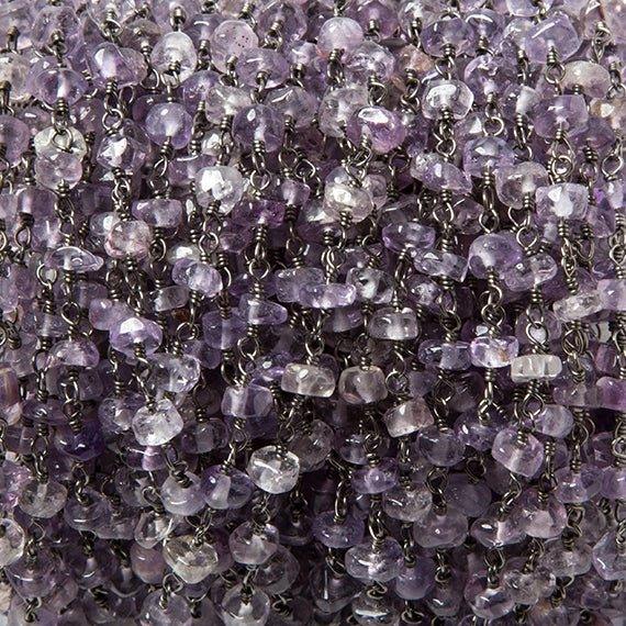 4-4.5mm Shaded Amethyst plain rondelle Black Gold Chain by the foot 38 pcs - The Bead Traders