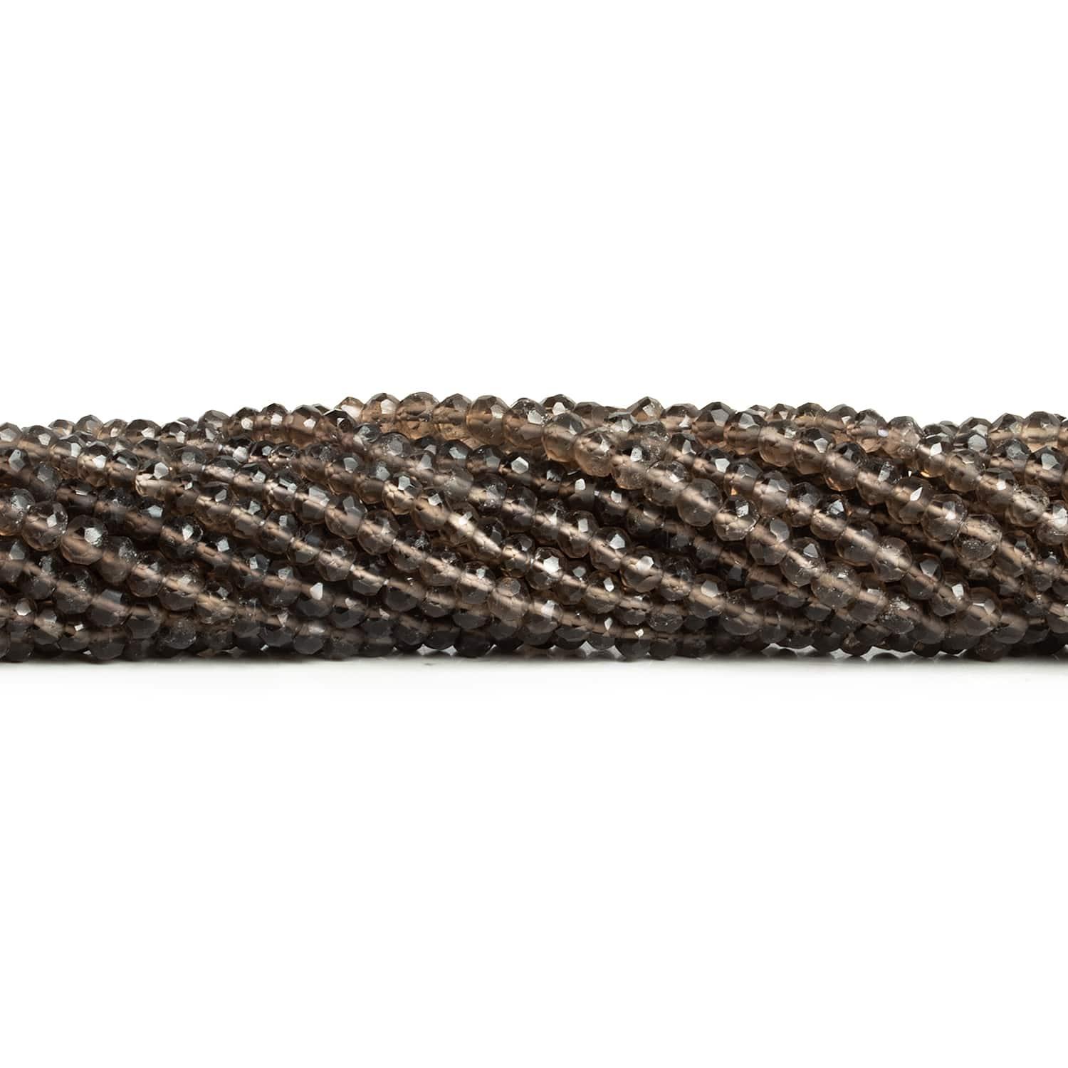 4-4.5mm Smoky Quartz Faceted Rondelles 12 inch 95 beads - The Bead Traders