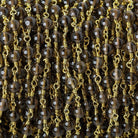 4-4.5mm Smoky Quartz plain round Gold plated Chain by the foot 31 beads - The Bead Traders