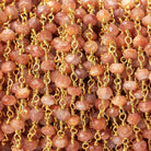 4-4.5mm Sunstone faceted rondelle Gold Chain by the foot - The Bead Traders