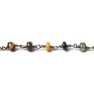 4-5.5mm Multi Gemstone rondelle Black Gold Chain by the foot - The Bead Traders
