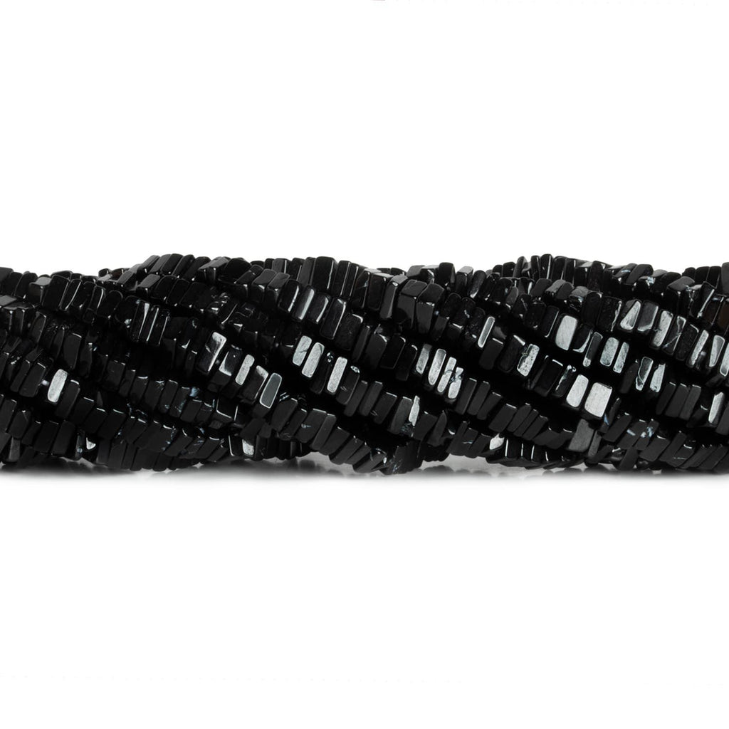 4-5mm Black Spinel Square Heishis 16 inch 180 pieces - The Bead Traders