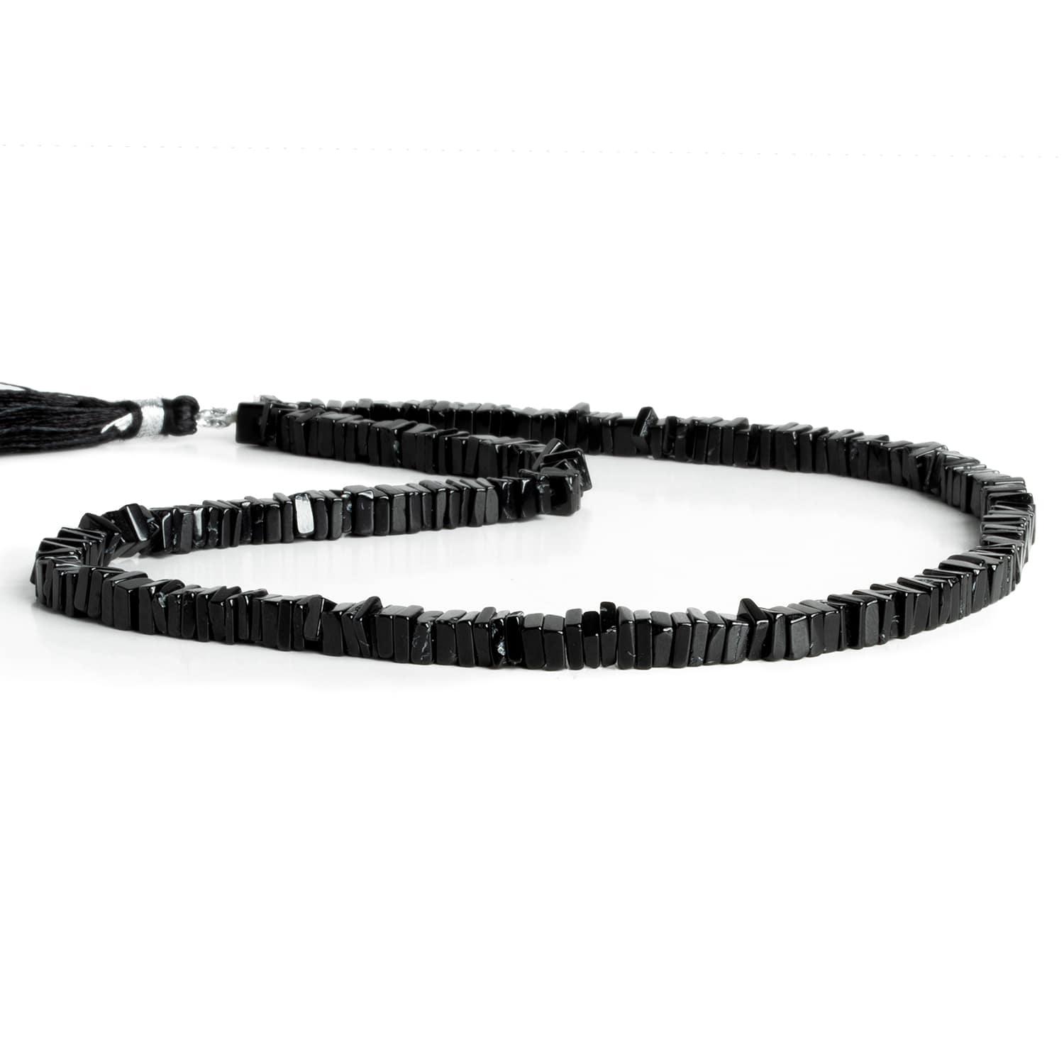 4-5mm Black Spinel Square Heishis 16 inch 180 pieces - The Bead Traders