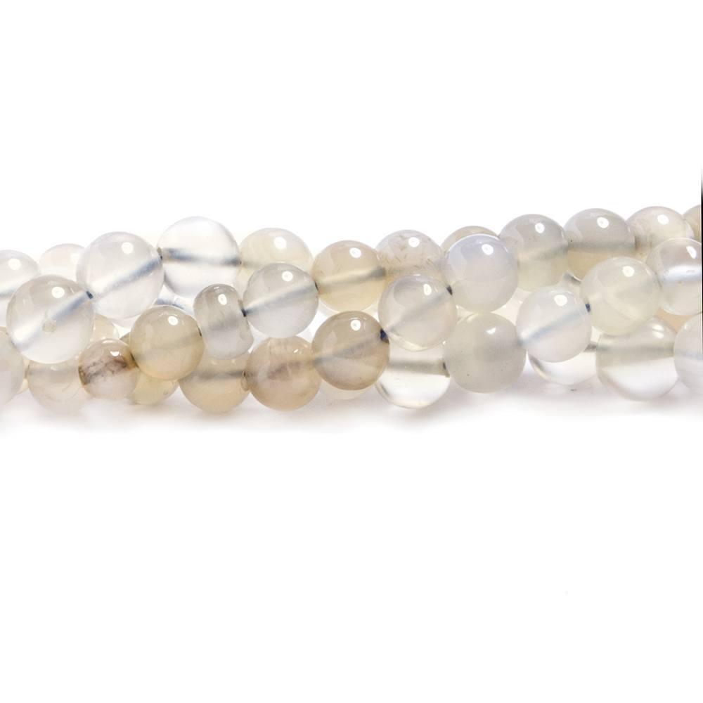 4-5mm Blue Chalcedony plain round beads 16 inches 77 pieces - The Bead Traders