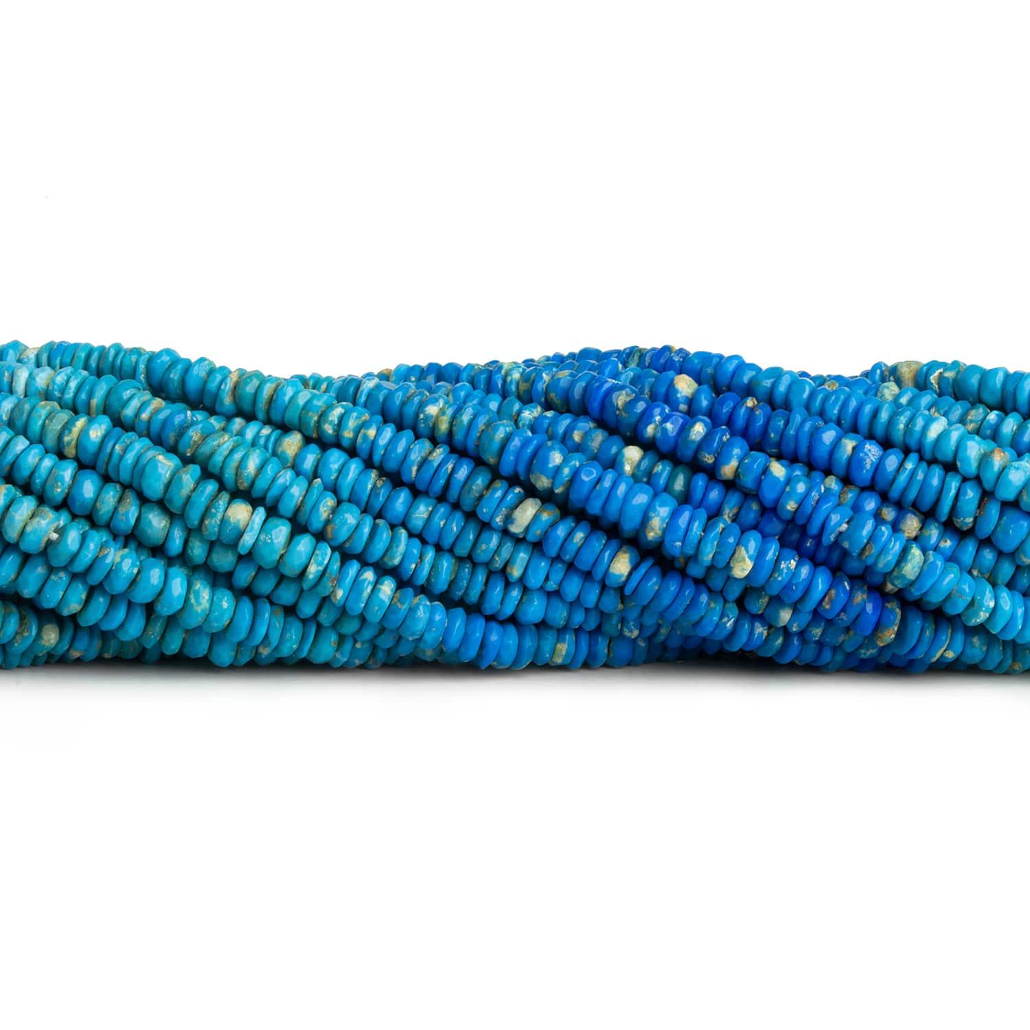 4-5mm Ceruleite Handcut Rondelles 12 inch 165 beads - The Bead Traders