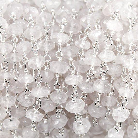 4-5mm Crystal Quartz faceted rondelle .925 Silver Chain - lot of 3ft - The Bead Traders