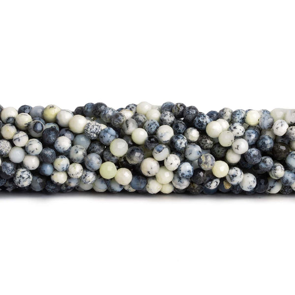 4-5mm Dendritic Opal Faceted Rounds 8 inch 40 beads