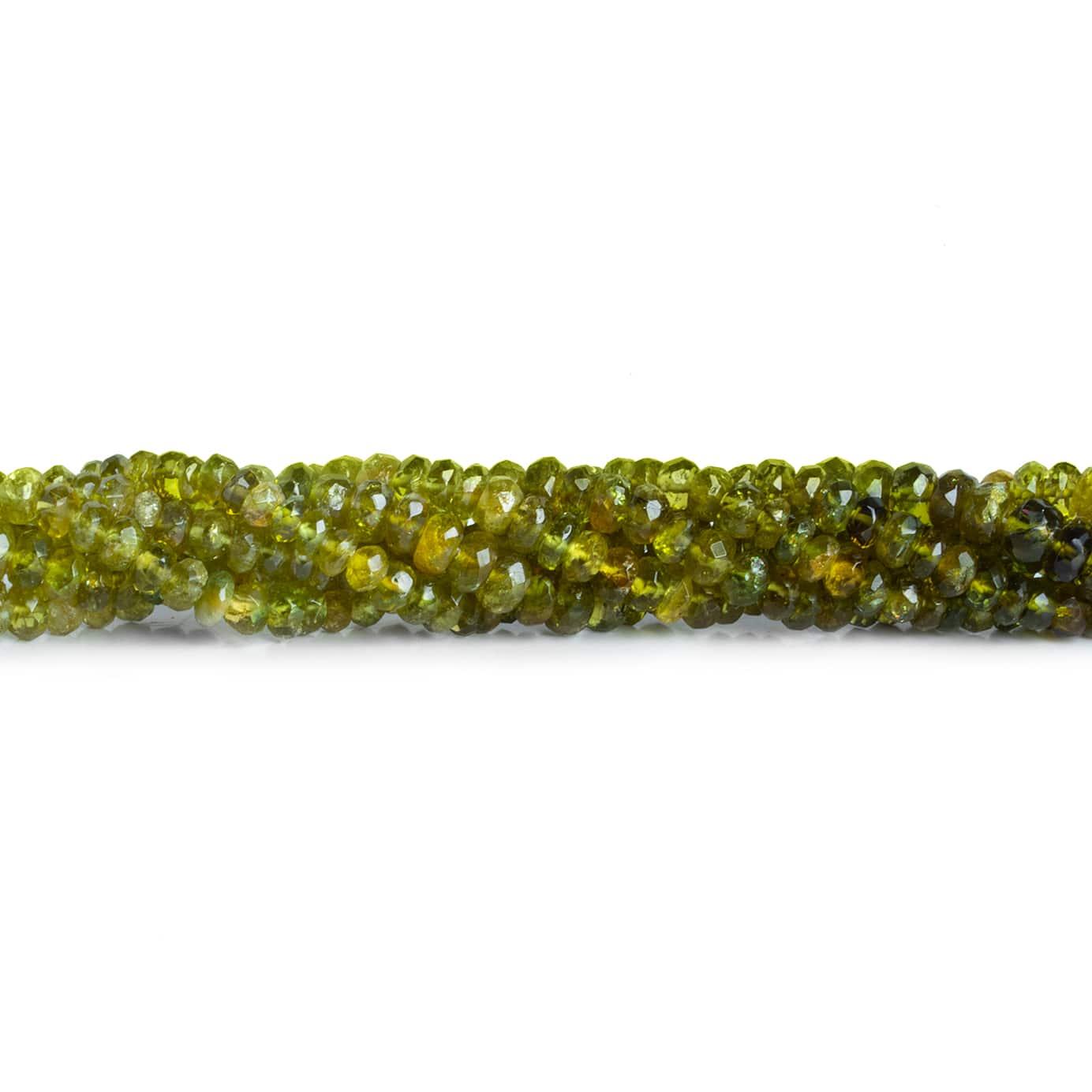 4-5mm Green Tourmaline Faceted Rondelles 14 inch 140 beads - The Bead Traders