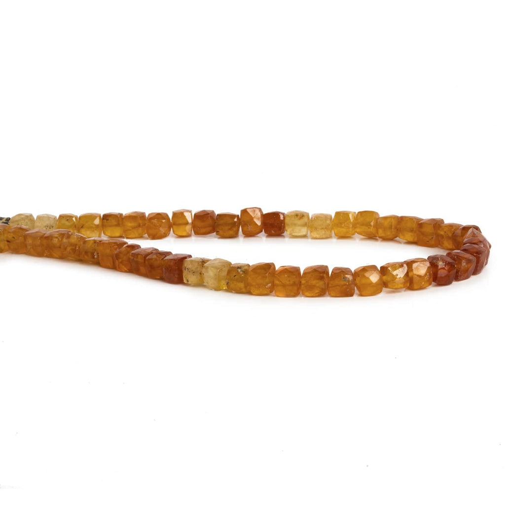 4-5mm Hessonite Garnet Faceted Cubes 8 inch 48 beads - The Bead Traders