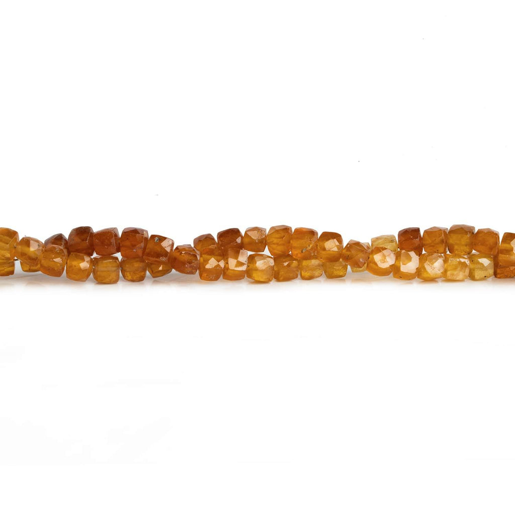 4-5mm Hessonite Garnet Faceted Cubes 8 inch 48 beads - The Bead Traders