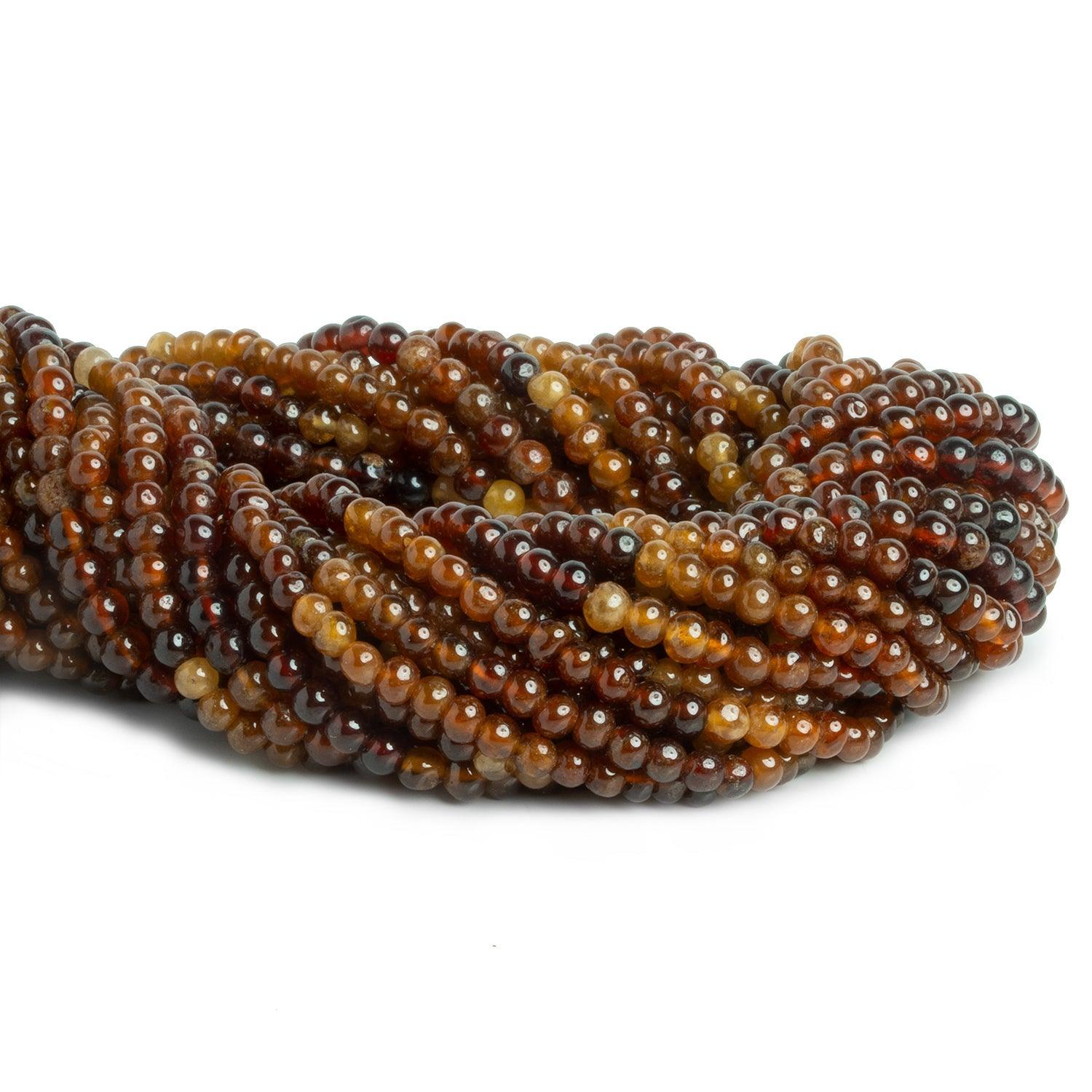 4-5mm Hessonite Garnet Handcut Rounds 12 inch 75 pieces - The Bead Traders