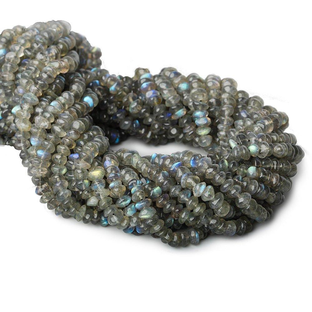4-5mm Labradorite Native Cut Plain Rondelles 13 inch 110 beads - The Bead Traders