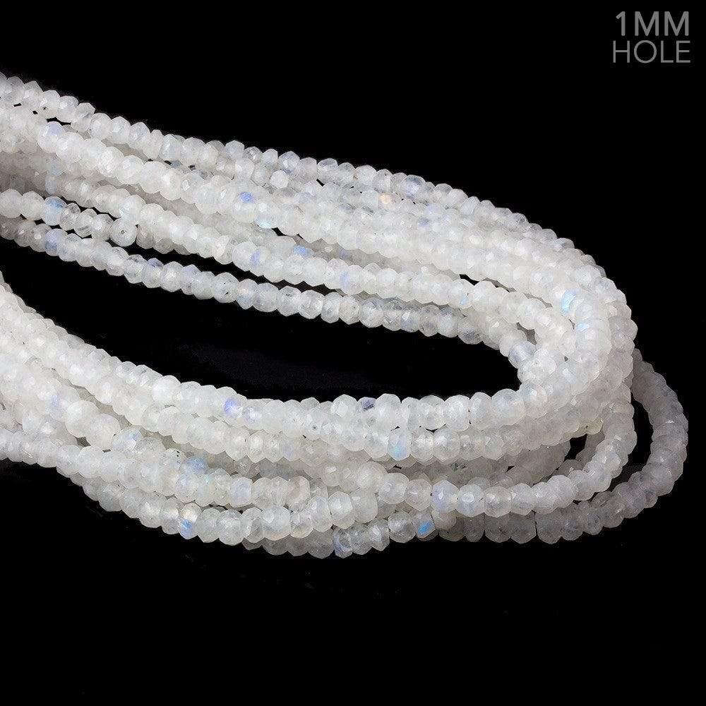 4-5mm Large hole Rainbow Moonstone Faceted Rondelle Beads 12.5 inch 100 pcs - The Bead Traders