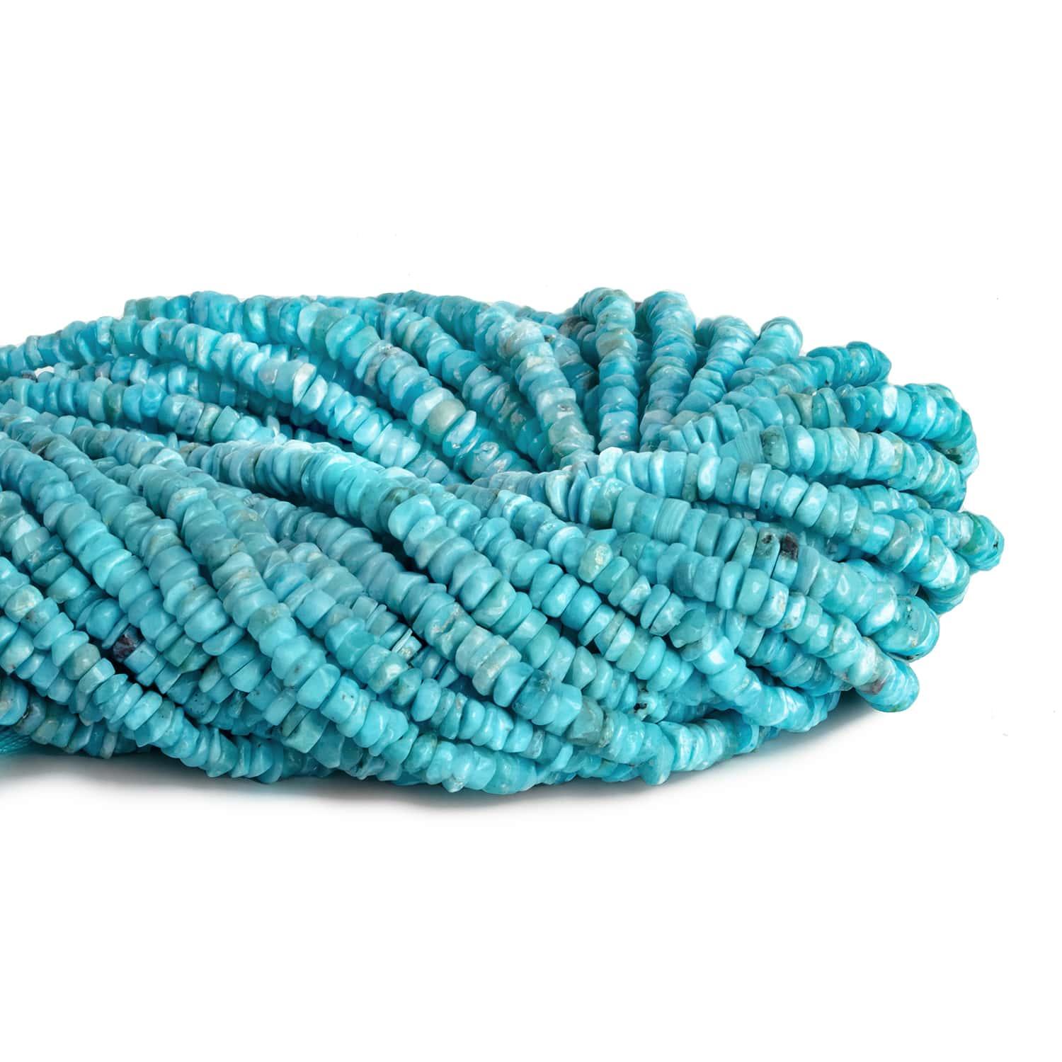 4-5mm Larimar Tumbled Heishis 12 inch 155 beads - The Bead Traders