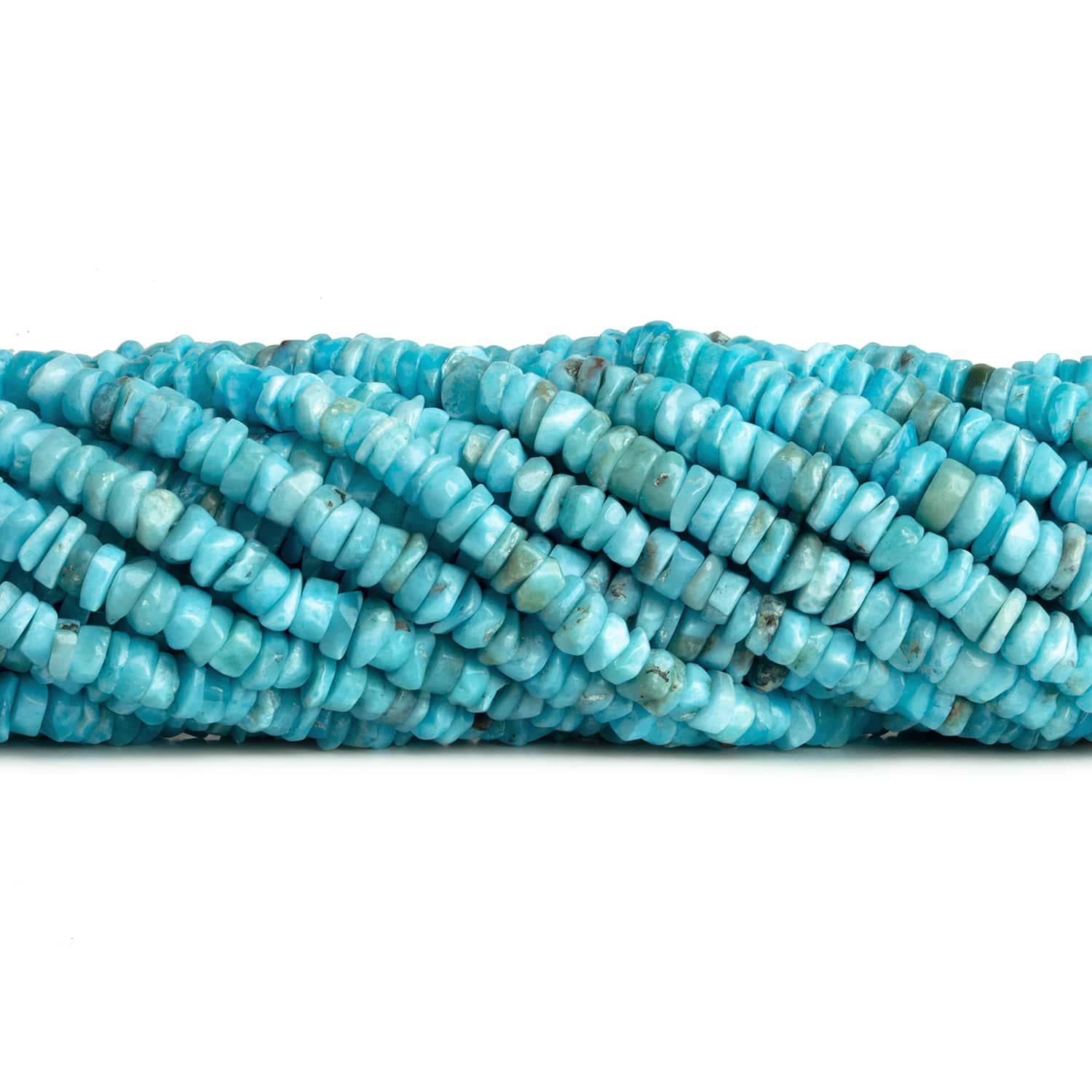 4-5mm Larimar Tumbled Heishis 12 inch 155 beads - The Bead Traders