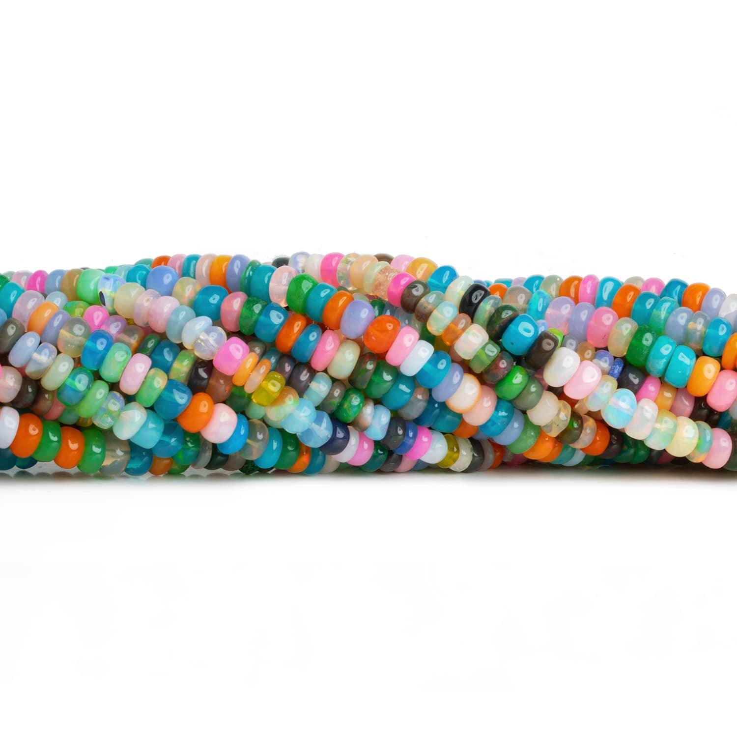 4-5mm Multi Color Ethiopian Opal Plain Rondelles 16 inch 130 beads - The Bead Traders
