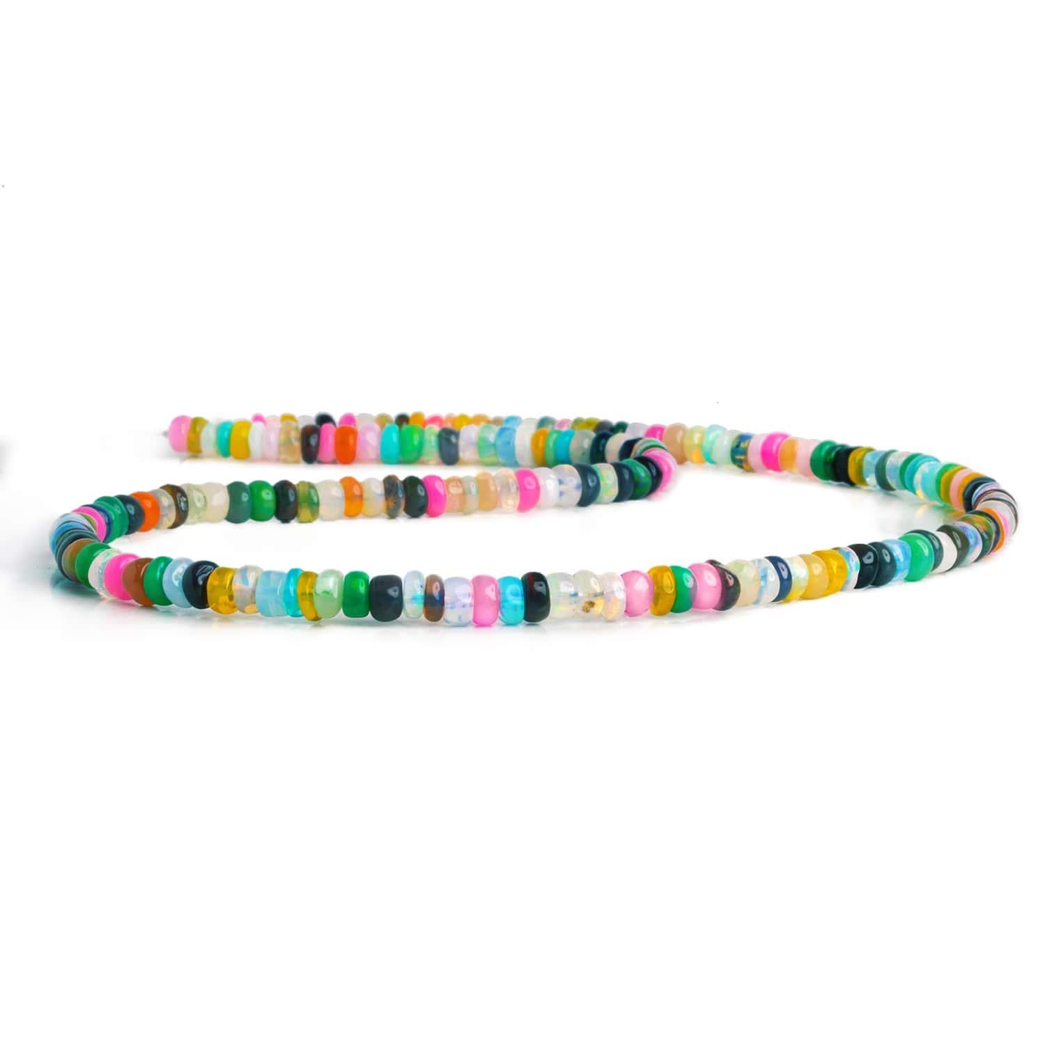 4-5mm Multi Color Ethiopian Opal Plain Rondelles 16 inch 130 beads - The Bead Traders