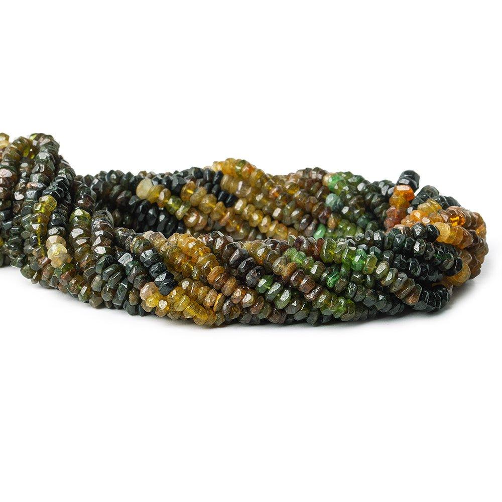 4-5mm Multi Color Tourmaline Faceted Rondelle Beads 15 inch 130 beads - The Bead Traders