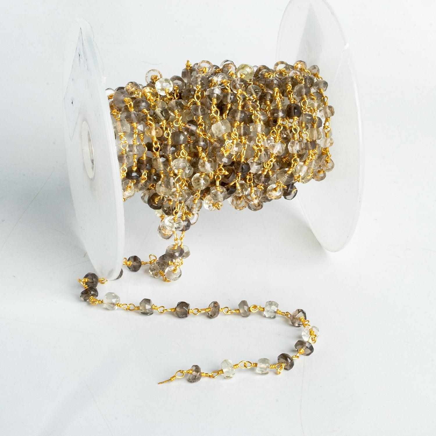 4-5mm Multi Gemstone Gold Chain - Lot of 10 Feet - The Bead Traders