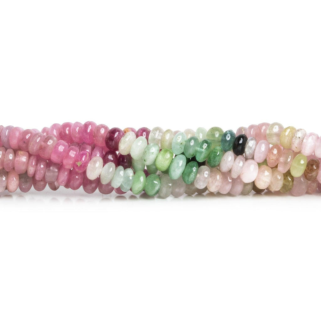 4-5mm Multicolor Tourmaline Plain Rondelles 18 inch 140 beads - The Bead Traders