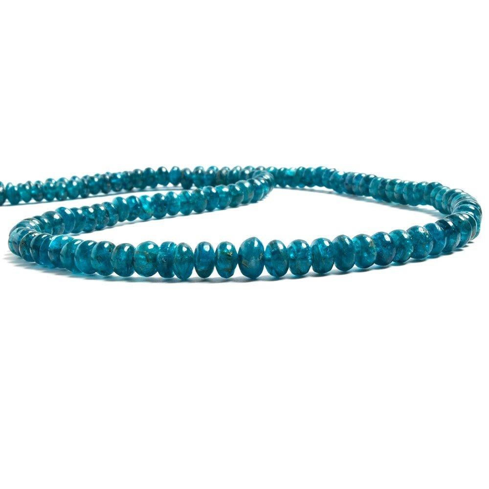 4-5mm Neon Blue Apatite plain rondelle beads 16 inches 143 pieces - The Bead Traders