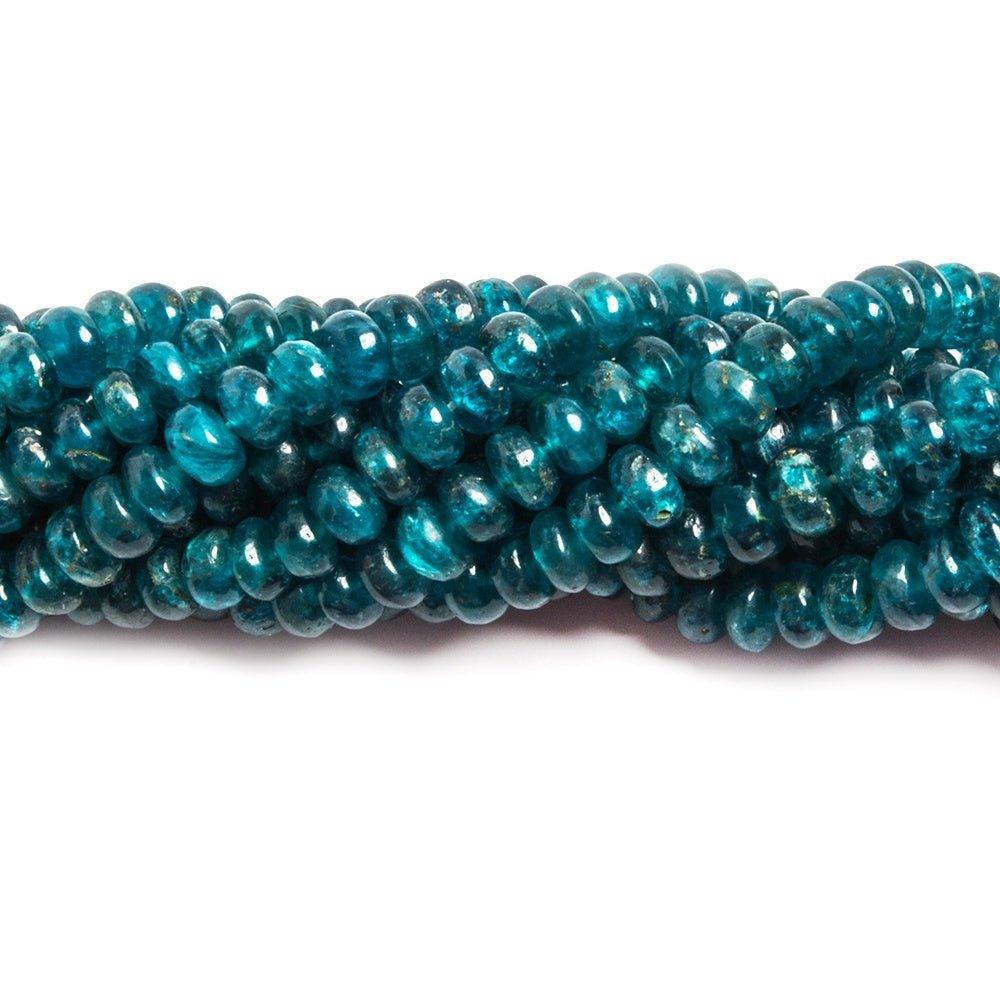 4-5mm Neon Blue Apatite plain rondelle beads 16 inches 143 pieces - The Bead Traders