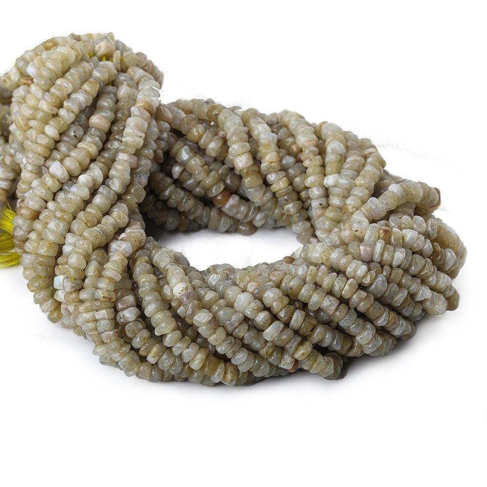 4-5mm Pale Labradorite Native Cut Plain Rondelles 13 inch 110 beads B grade - The Bead Traders