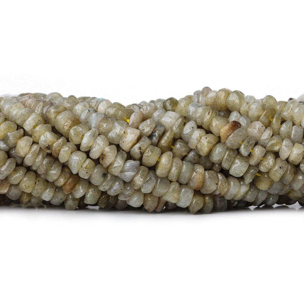 4-5mm Pale Labradorite Native Cut Plain Rondelles 13 inch 110 beads B grade - The Bead Traders
