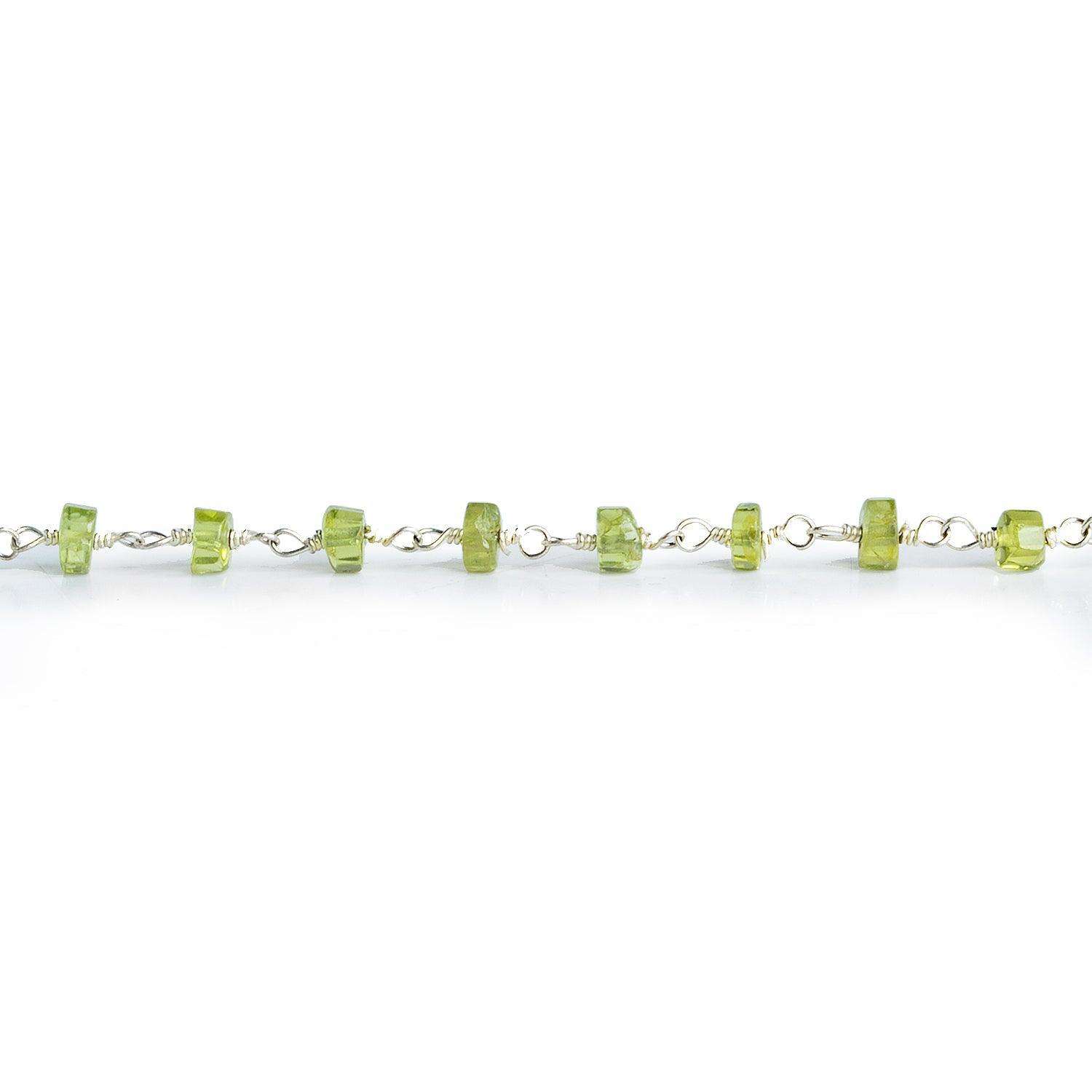 4-5mm Peridot Heishi Silver Chain 35 beads - The Bead Traders