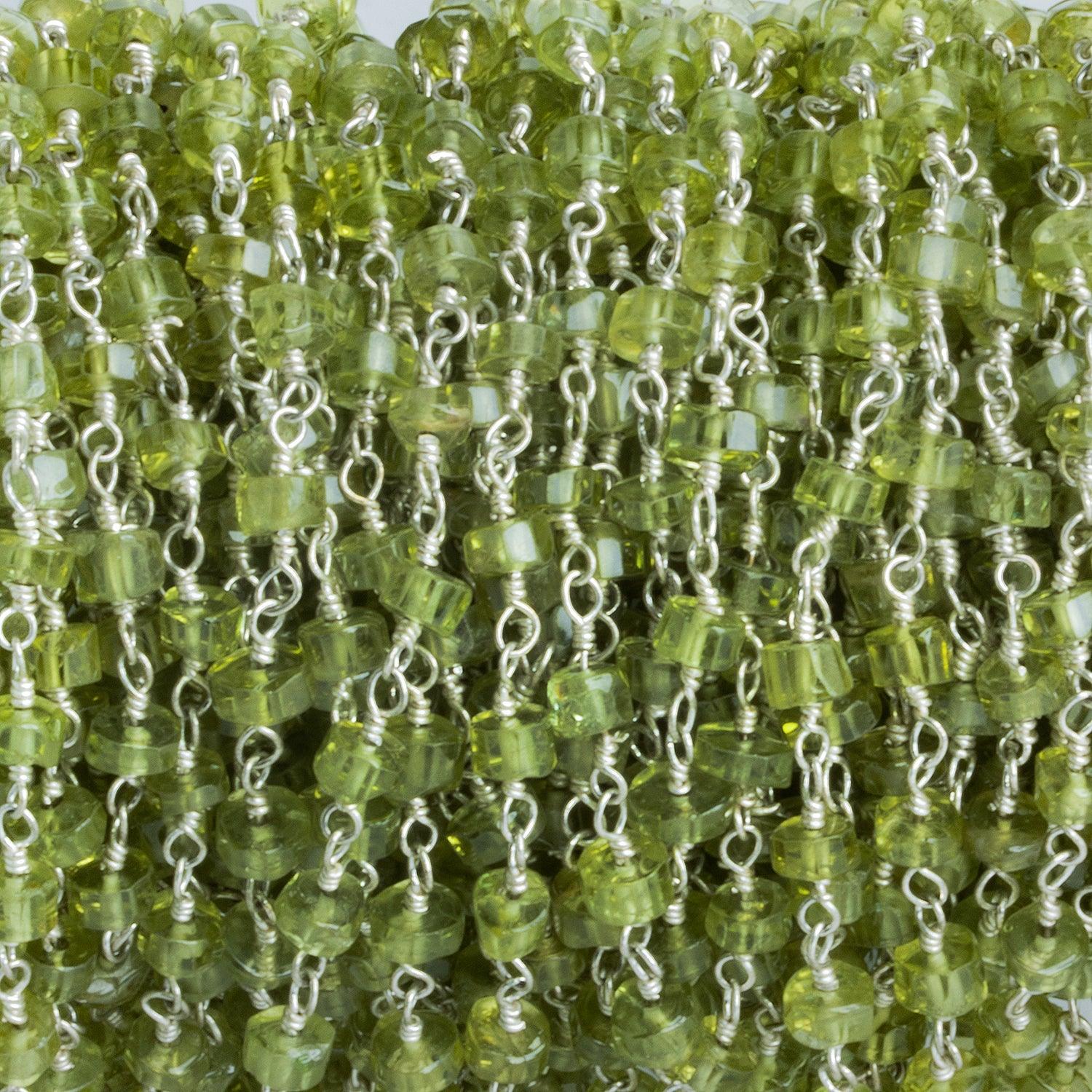 4-5mm Peridot Heishi Silver Chain 35 beads - The Bead Traders