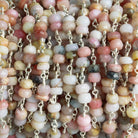4-5mm Pink Peruvian Opal Rondelle Silver Chain 50 beads - The Bead Traders