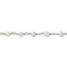 4-5mm Rainbow Moonstone plain round Silver plated Chain by the foot 24 beads - The Bead Traders