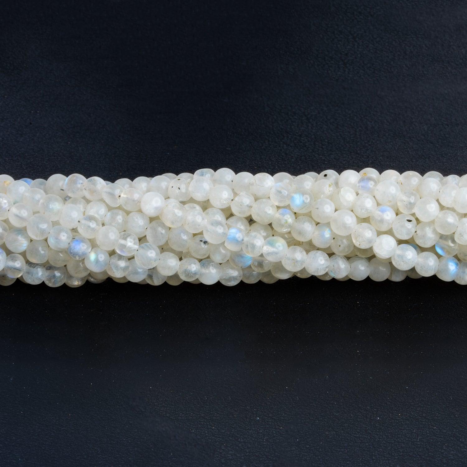 4-5mm Rainbow Moonstone Rounds 16 inch 95 beads - The Bead Traders