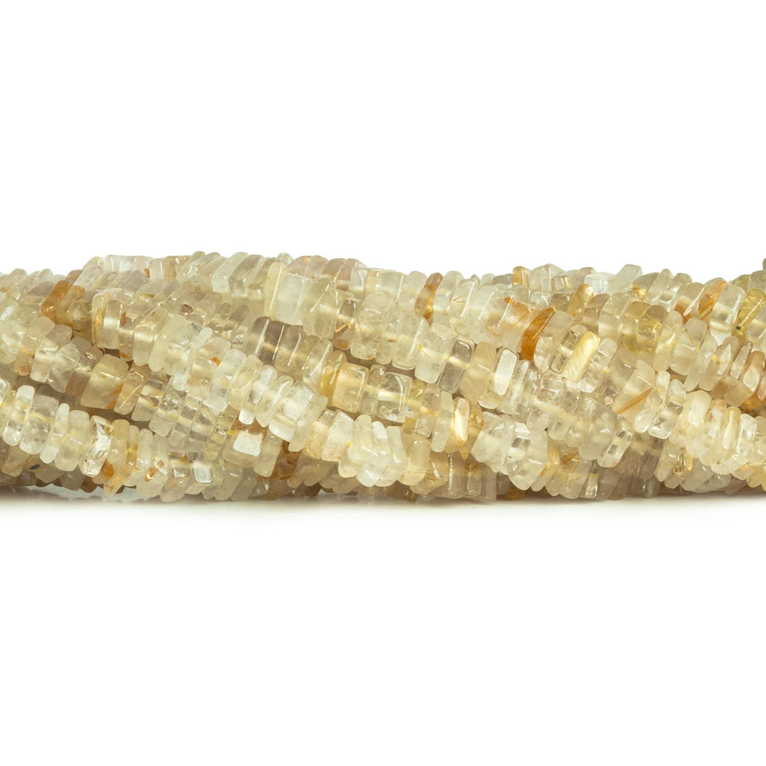 4-5mm Rutilated Quartz Square Heishis 16 inch 240 pieces - The Bead Traders
