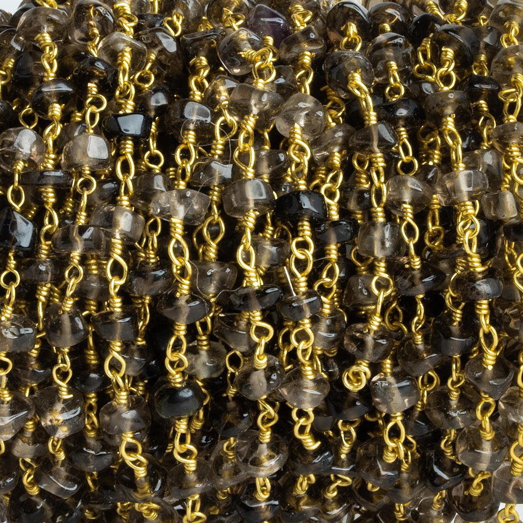 4-5mm Smoky Quartz Heishi Gold Chain 37 beads - The Bead Traders