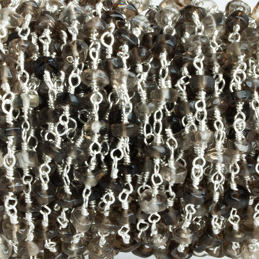 4-5mm Smoky Quartz Heishi Silver Chain 35 beads - The Bead Traders