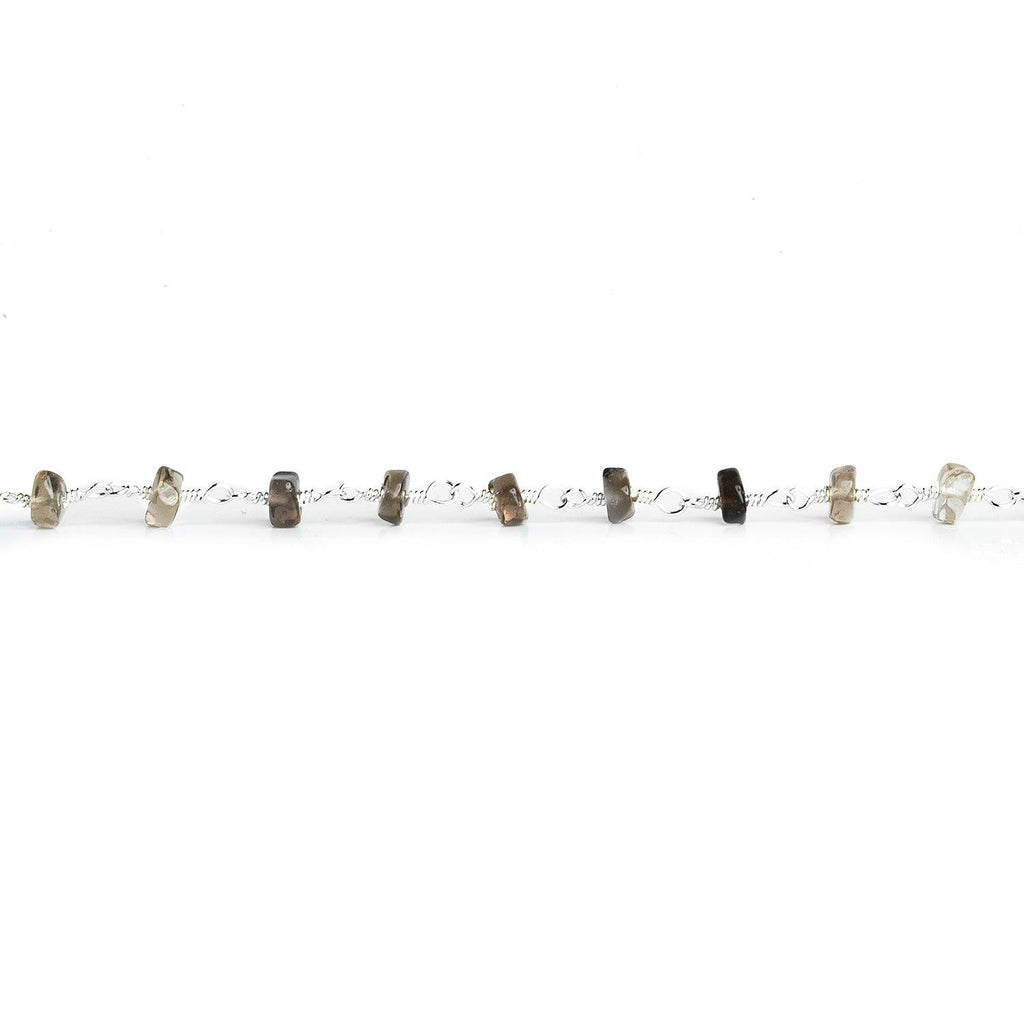 4-5mm Smoky Quartz Heishi Silver Chain 35 beads - The Bead Traders