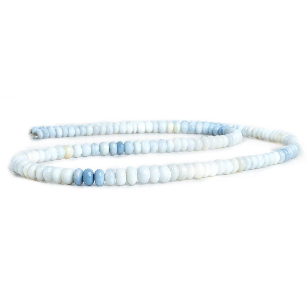 4-6mm Denim Blue Opal Plain Rondelle Beads 18 inch 155 pieces - The Bead Traders