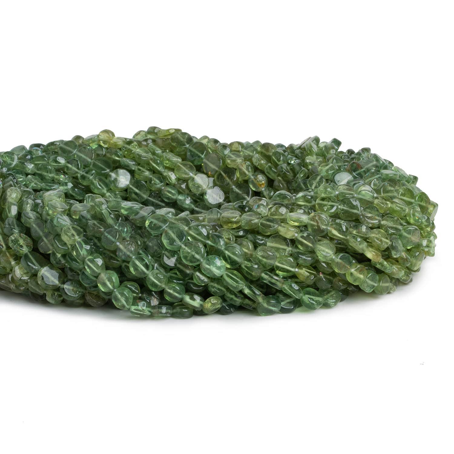 4-6mm Green Apatite Plain Coins 13 inch 60 beads - The Bead Traders