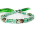 4-7mm Chrysoprase and Matrix Plain Cube Beads 8 inch 30 pieces - The Bead Traders
