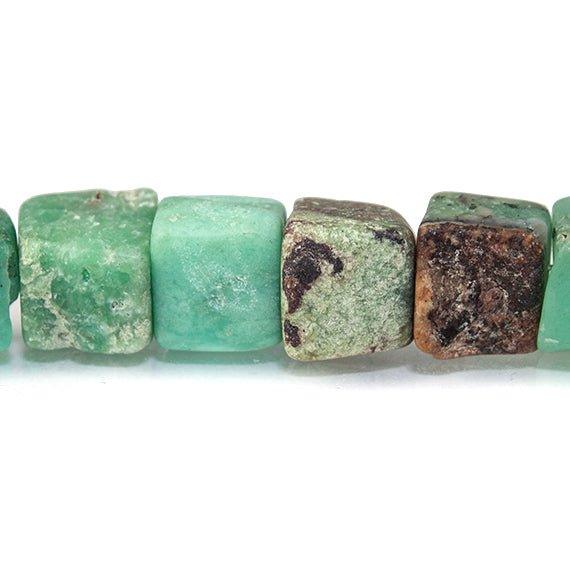 4-7mm Chrysoprase and Matrix Plain Cube Beads 8 inch 30 pieces - The Bead Traders