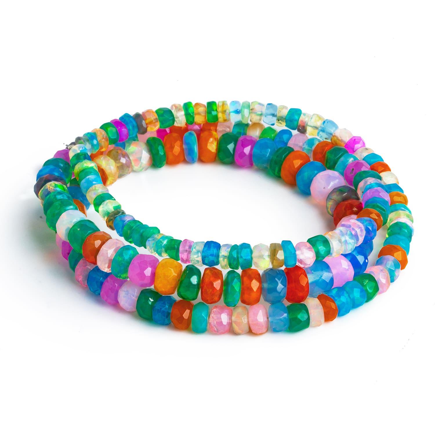 4-7mm Multi Color Ethiopian Opal Faceted Rondelles 16 inch 140 beads - The Bead Traders