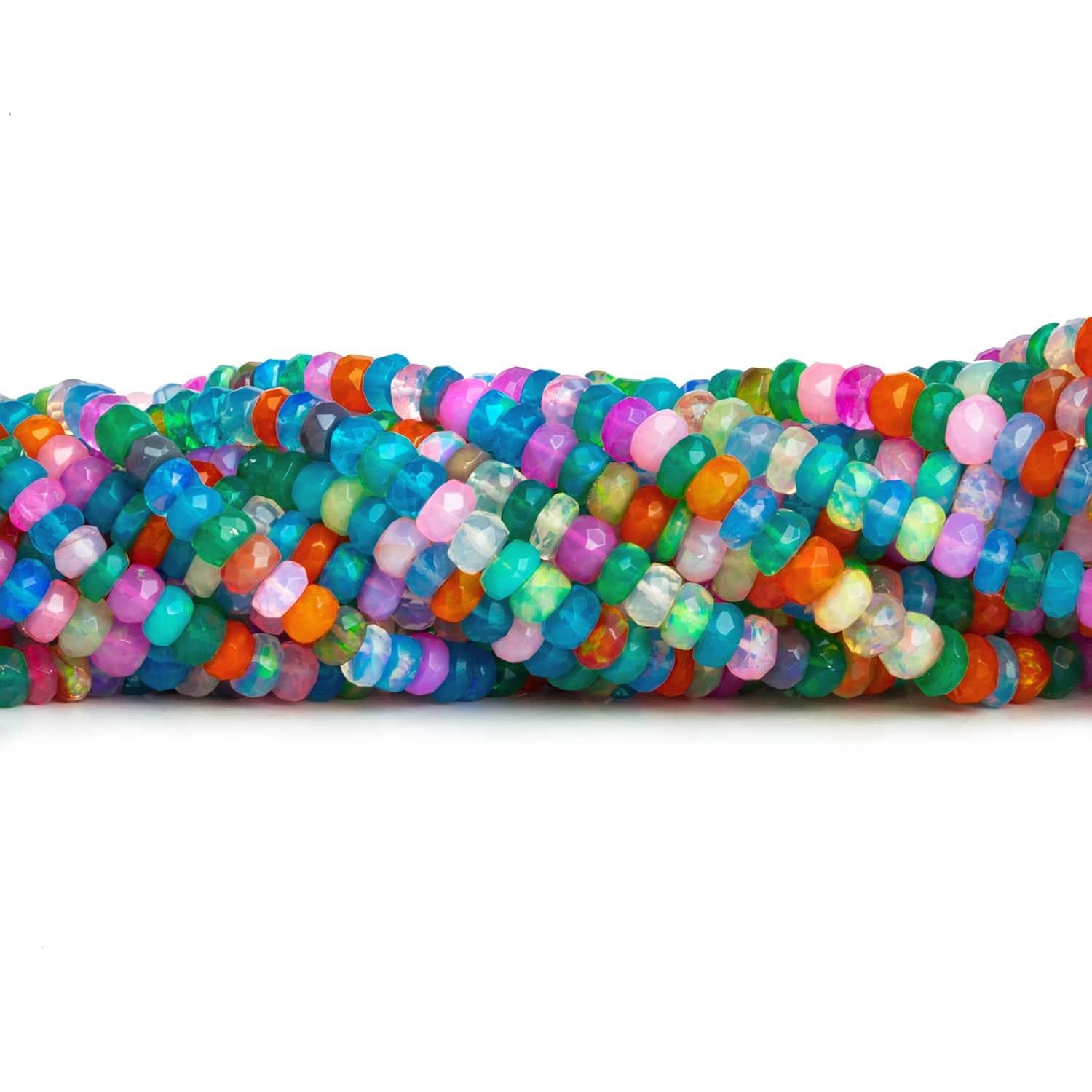 4-7mm Multi Color Ethiopian Opal Faceted Rondelles 16 inch 140 beads - The Bead Traders
