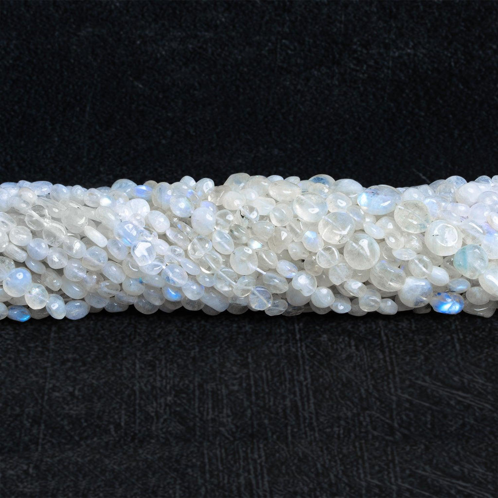 4-7mm Rainbow Moonstone Handcut Coins 12 inch 40 beads - The Bead Traders