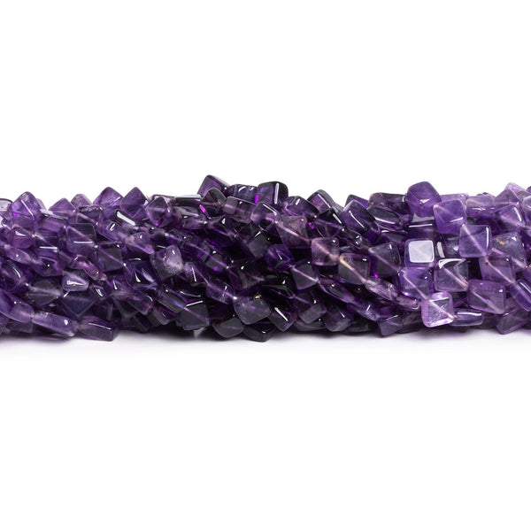 4-8mm Amethyst Plain Diamonds 15 inch 39 beads